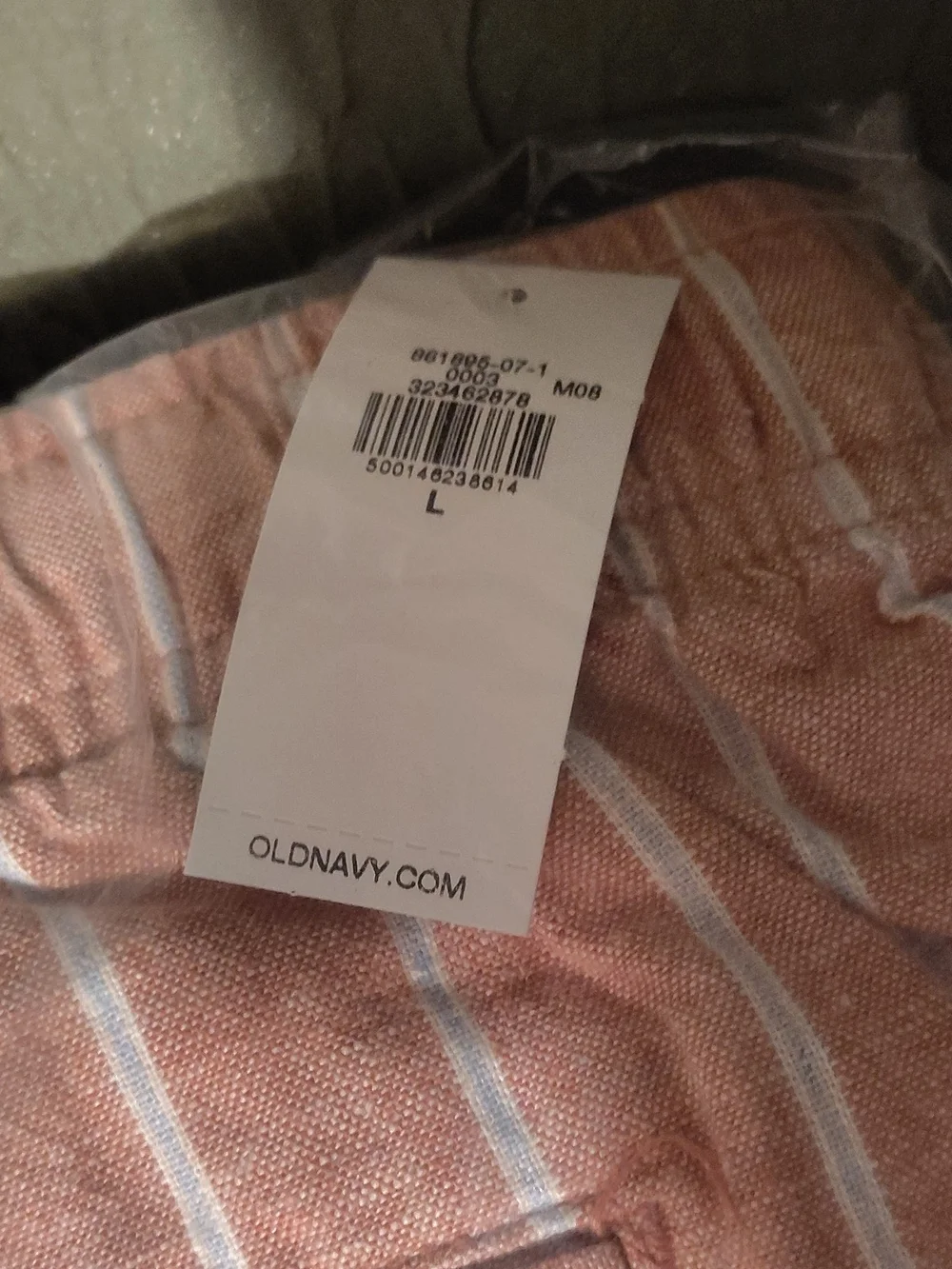 Old Navy Pink and White Vertical Stripe Swim Trunks